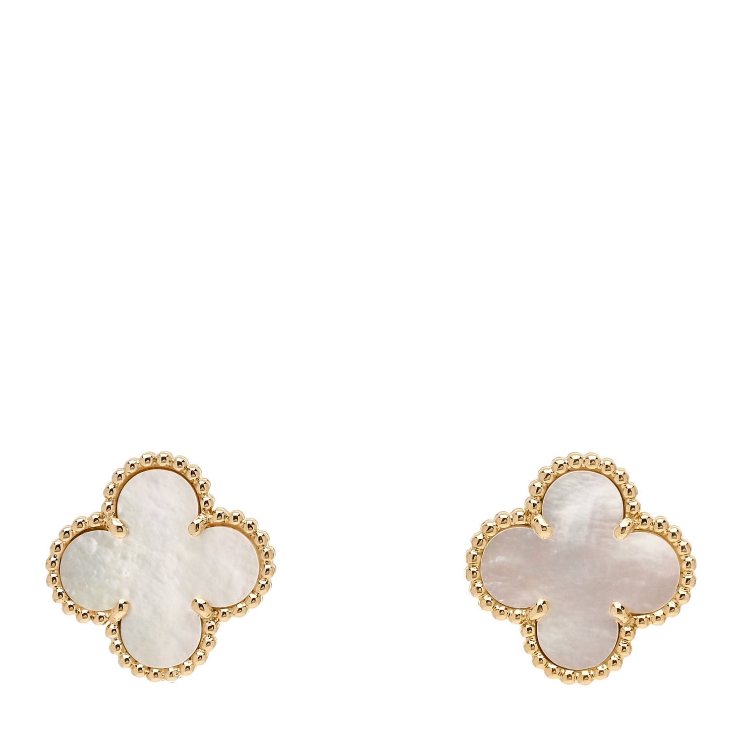 18K Yellow Gold Mother of Pearl Vintage Alhambra Earrings