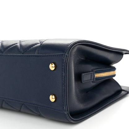 Chanel Sheepskin Quilted Small Mademoiselle Vintage Shopping Tote Navy 10 of 12