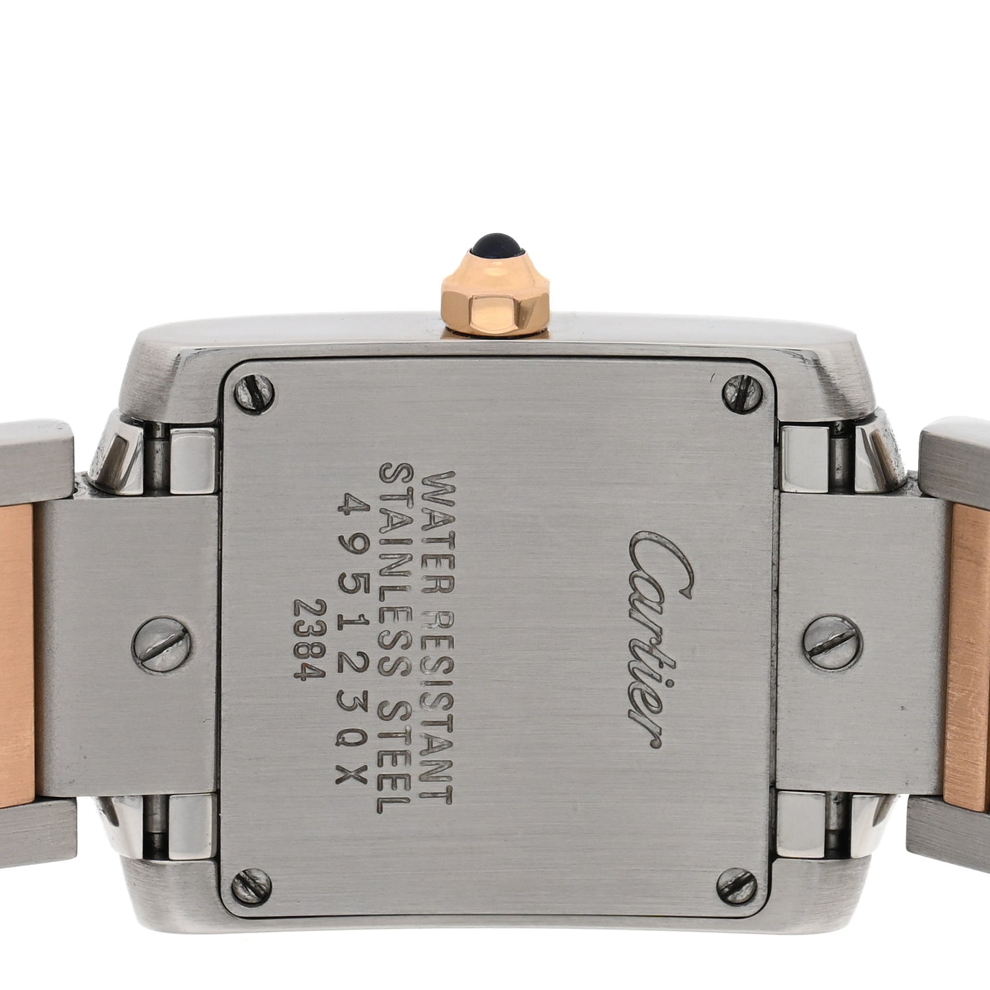 Stainless Steel 18K Pink Gold Mother of Pearl 20mm Tank Francaise Quartz Watch