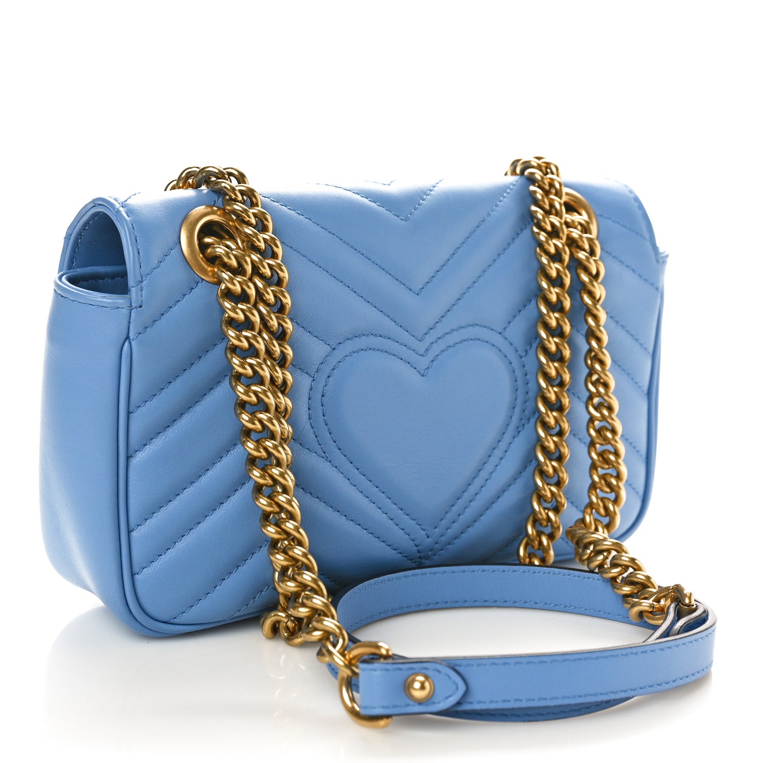 Gucci Calfskin Matelasse Mini GG Marmont Shoulder Bag Clear Sky Blue 3 of 10