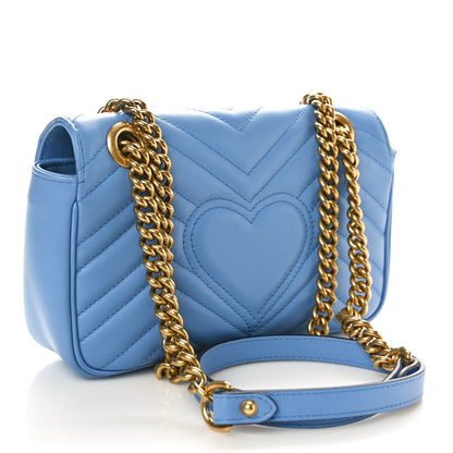 Gucci Calfskin Matelasse Mini GG Marmont Shoulder Bag Clear Sky Blue 3 of 10