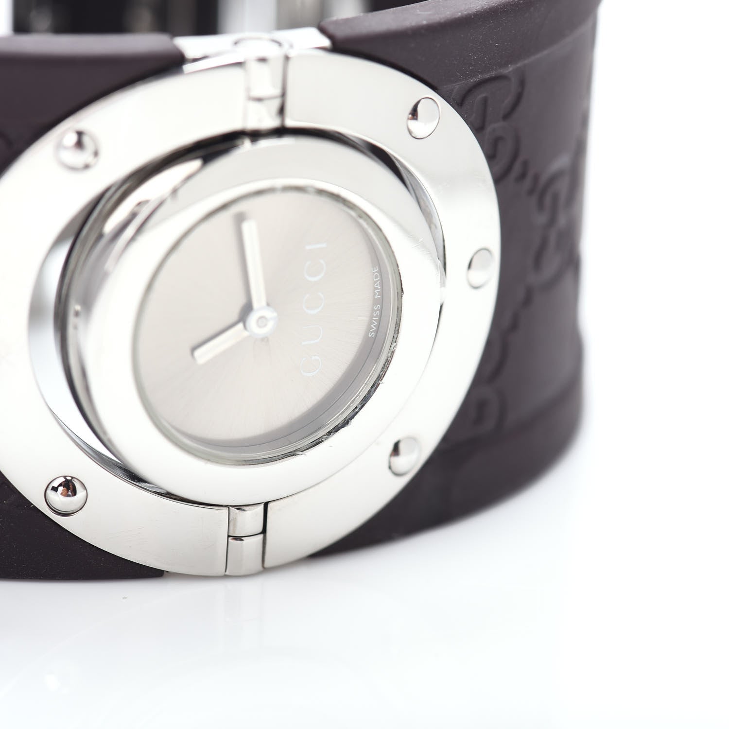 Gucci Stainless Steel Rubber 33mm Twirl Quartz Watch Brown 5 of 5