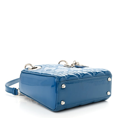 Christian Dior Patent Cannage Mini Lady Dior Blue 4 of 9