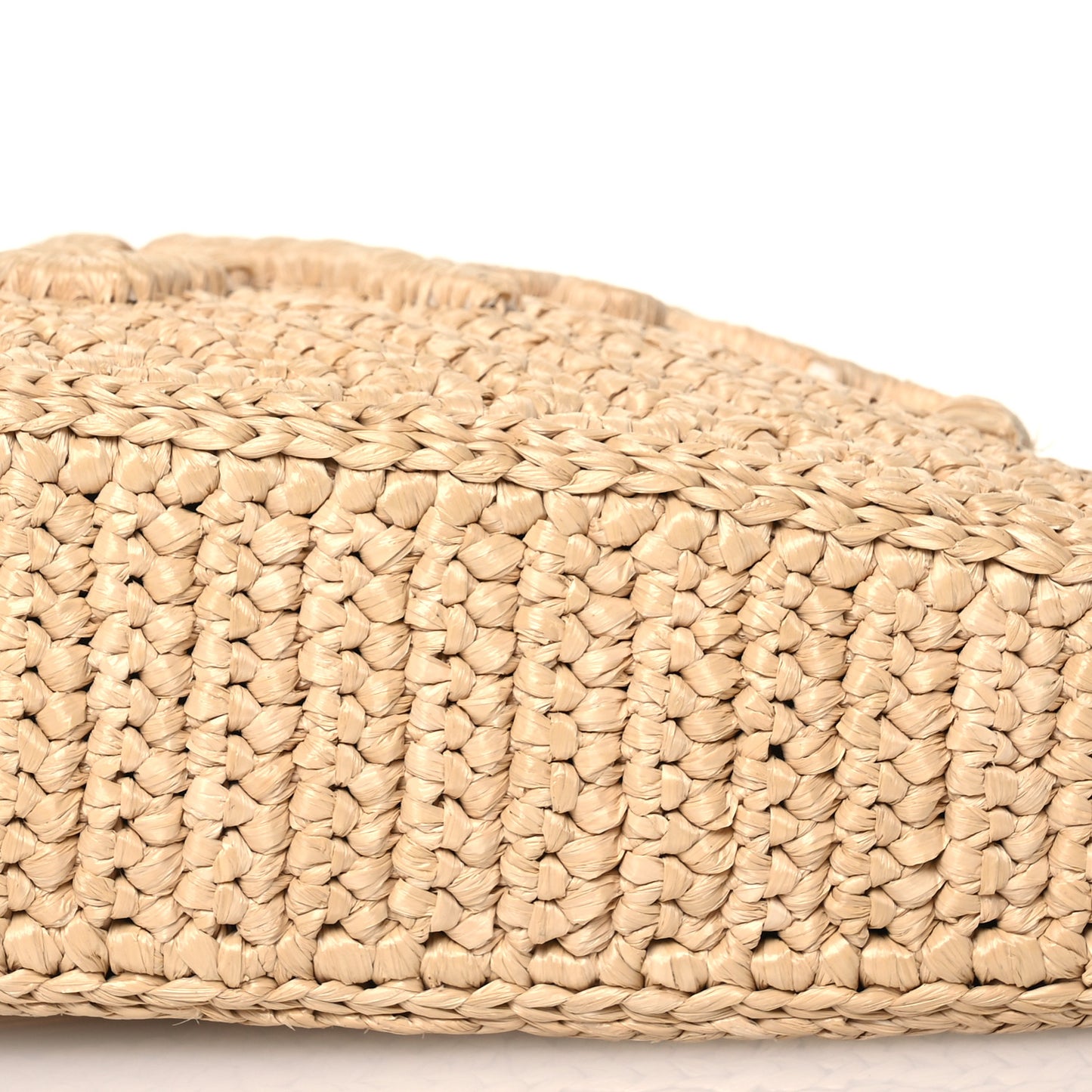 Raffia Effect Crochet Metal Triangle Logo Mini Triangle Shoulder Bag Naturale