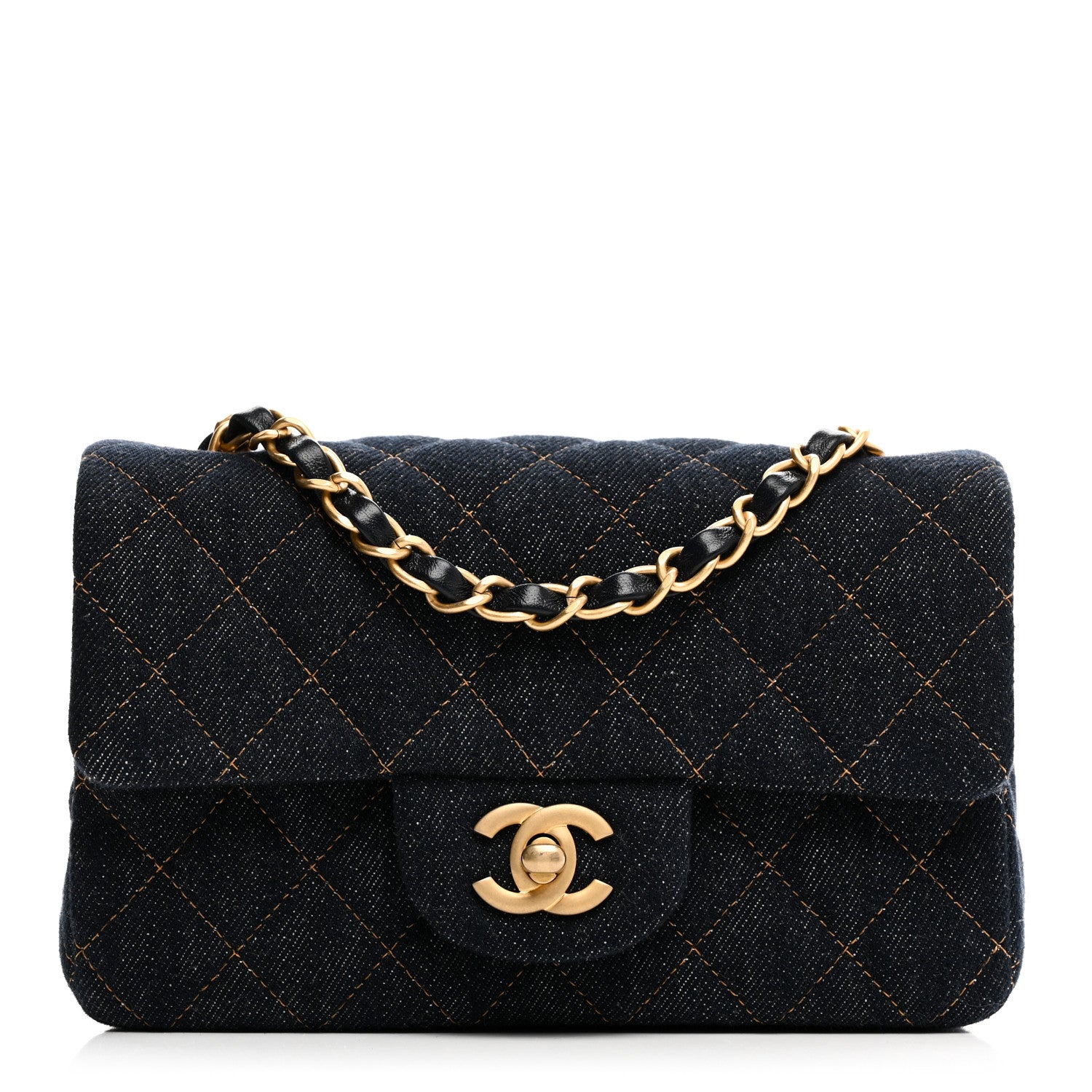Chanel Denim Quilted Mini Rectangular Flap Dark Blue 1 of 10