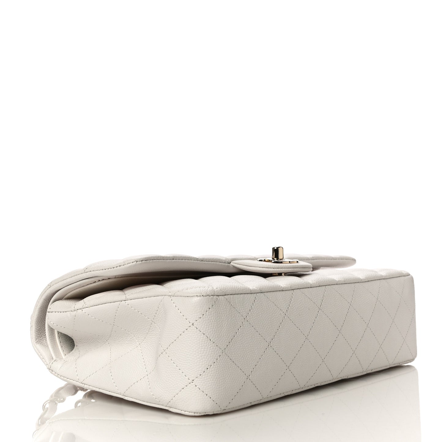 Caviar Quilted Medium Double Flap White