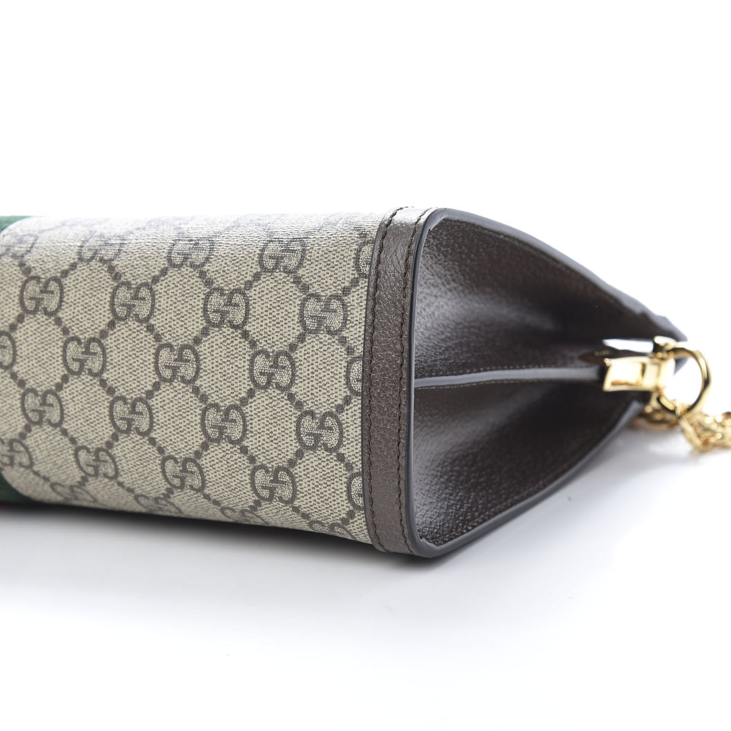 GG Supreme Monogram Web Medium Ophidia Chain Shoulder Bag Brown