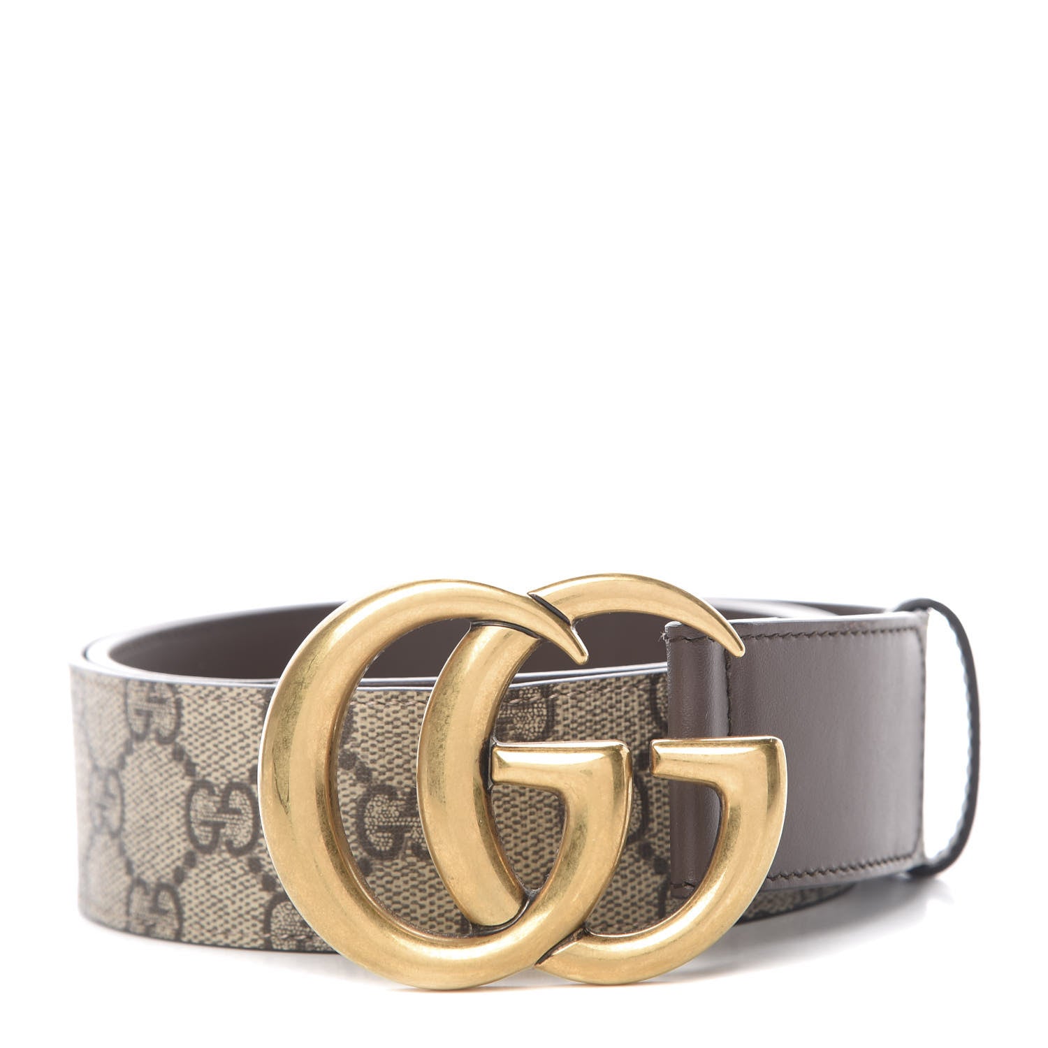Gucci GG Supreme Monogram Matte Plutone Calfskin Double G 40mm Belt 90 36 Beige Ebony New Acero 1 of 5