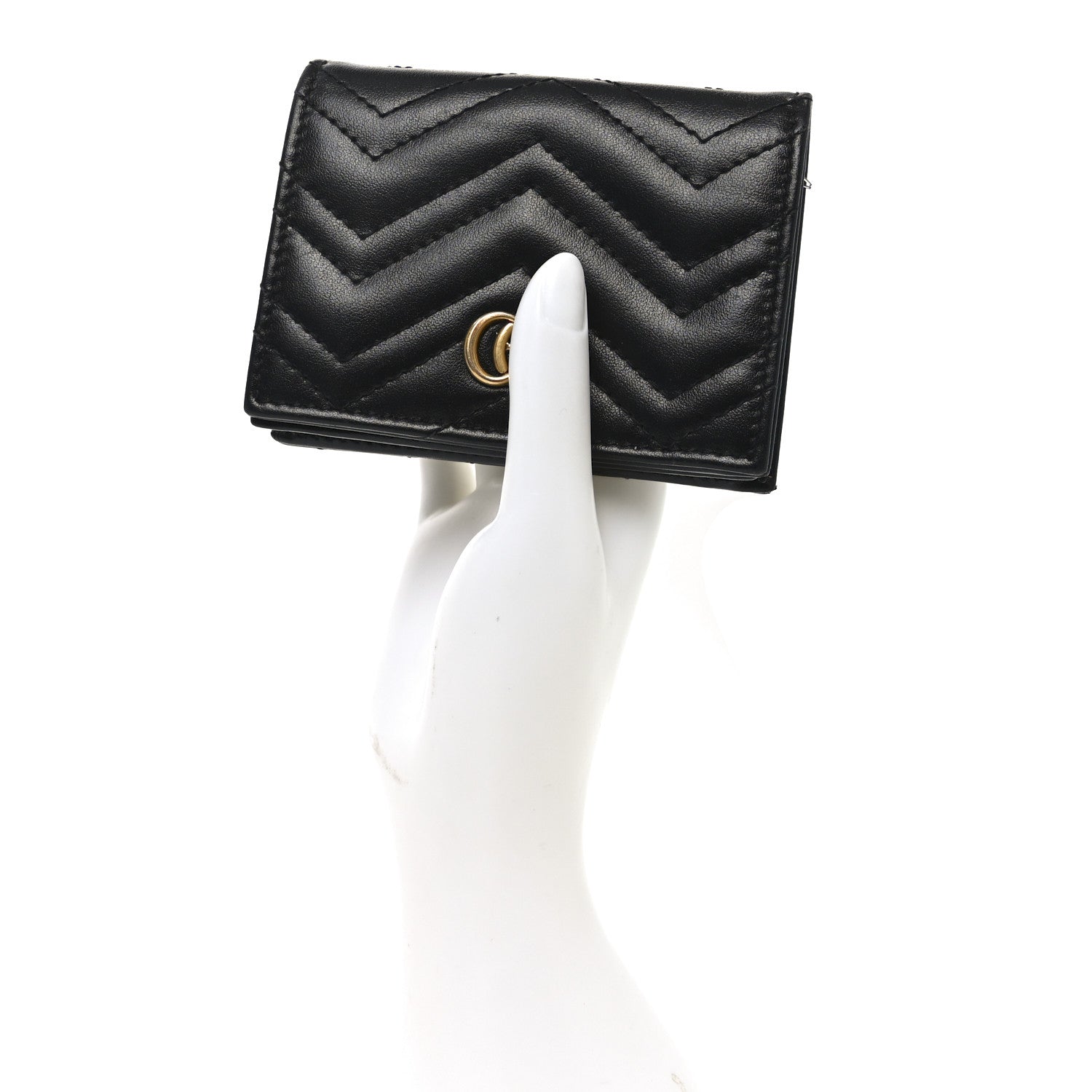 Gucci Calfskin Matelasse GG Marmont Card Case Wallet Black 5 of 13