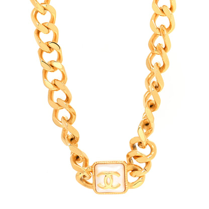 Chanel Pearl CC Chain Link Choker Necklace Gold 1 of 5