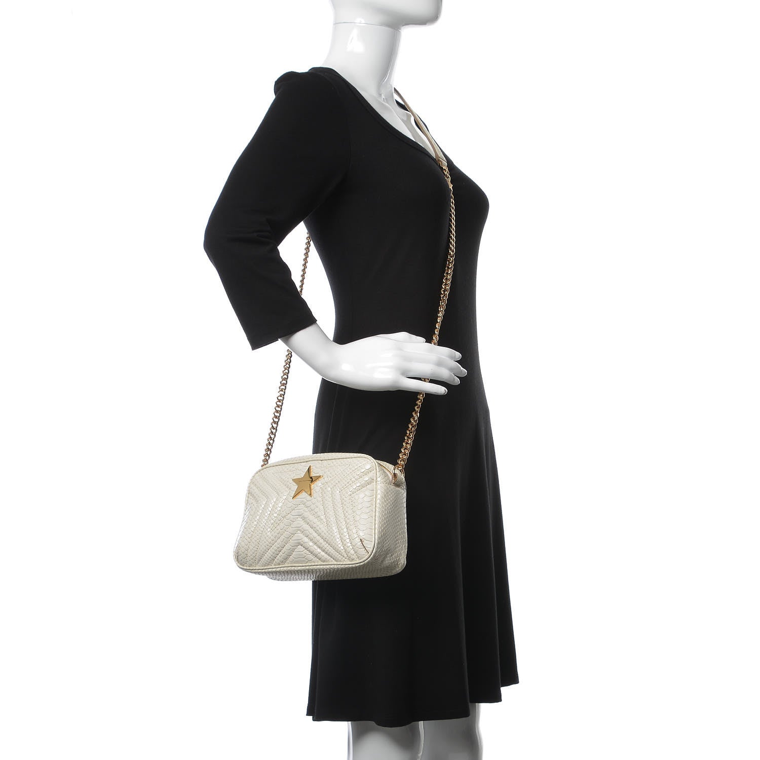 Stella McCartney Snakeskin Effect Star Patch Shoulder Bag Ivory 2 of 11