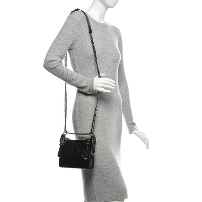 Chanel Aged Calfskin Quilted Small Gabrielle Hobo Black 2 of 7