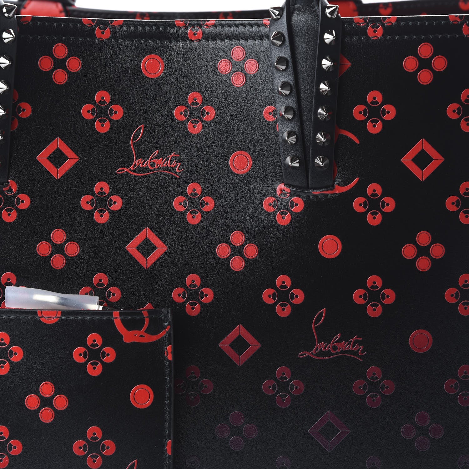 Christian Louboutin Perforated Calfskin Degrade Loubinthesky East West Cabata Tote Black Red 6 of 9