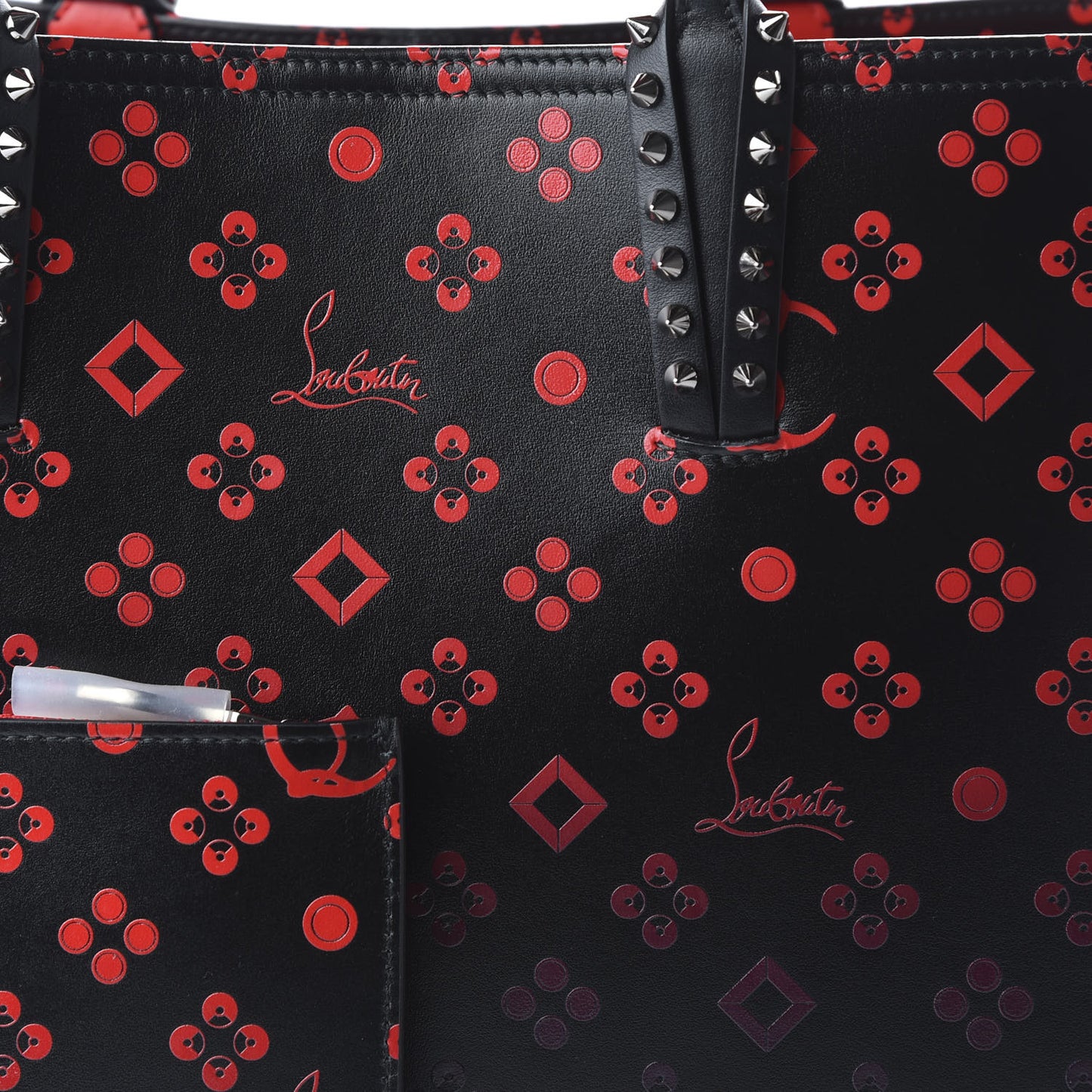 Perforated Calfskin Degrade Loubinthesky East West Cabata Tote Black Red