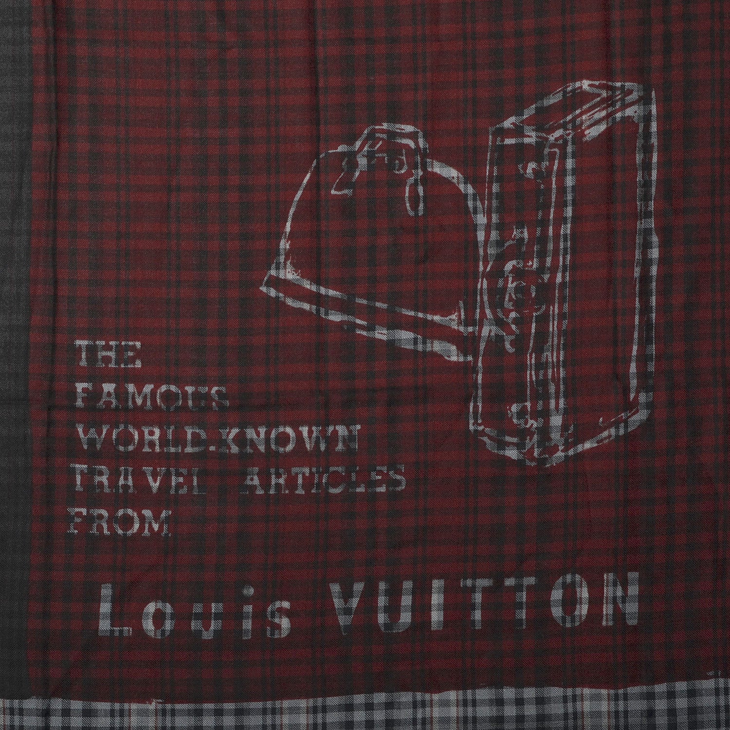 Louis Vuitton Mens Fleece Wool Silk Trunks Shawl Gris Rouge 1 of 4