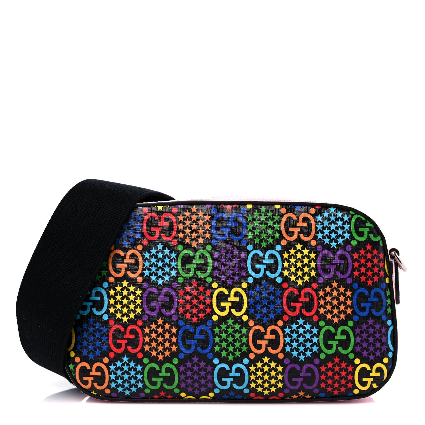 GG Supreme Monogram Psychedelic Shoulder Bag Black Multicolor Sugar Pink