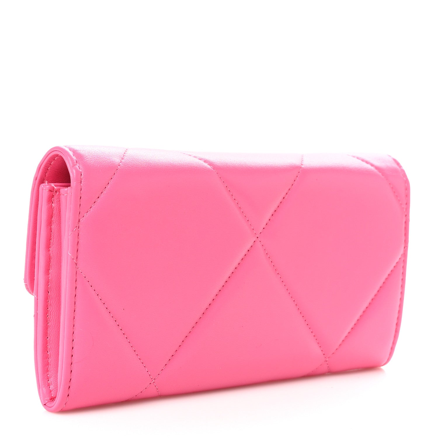 Chanel Lambskin Quilted Chanel 19 Flap Wallet Dark Pink 3 of 10