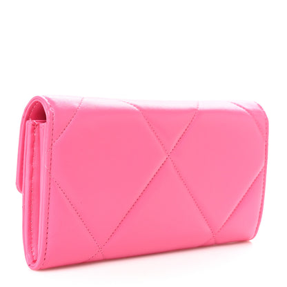 Chanel Lambskin Quilted Chanel 19 Flap Wallet Dark Pink 3 of 10