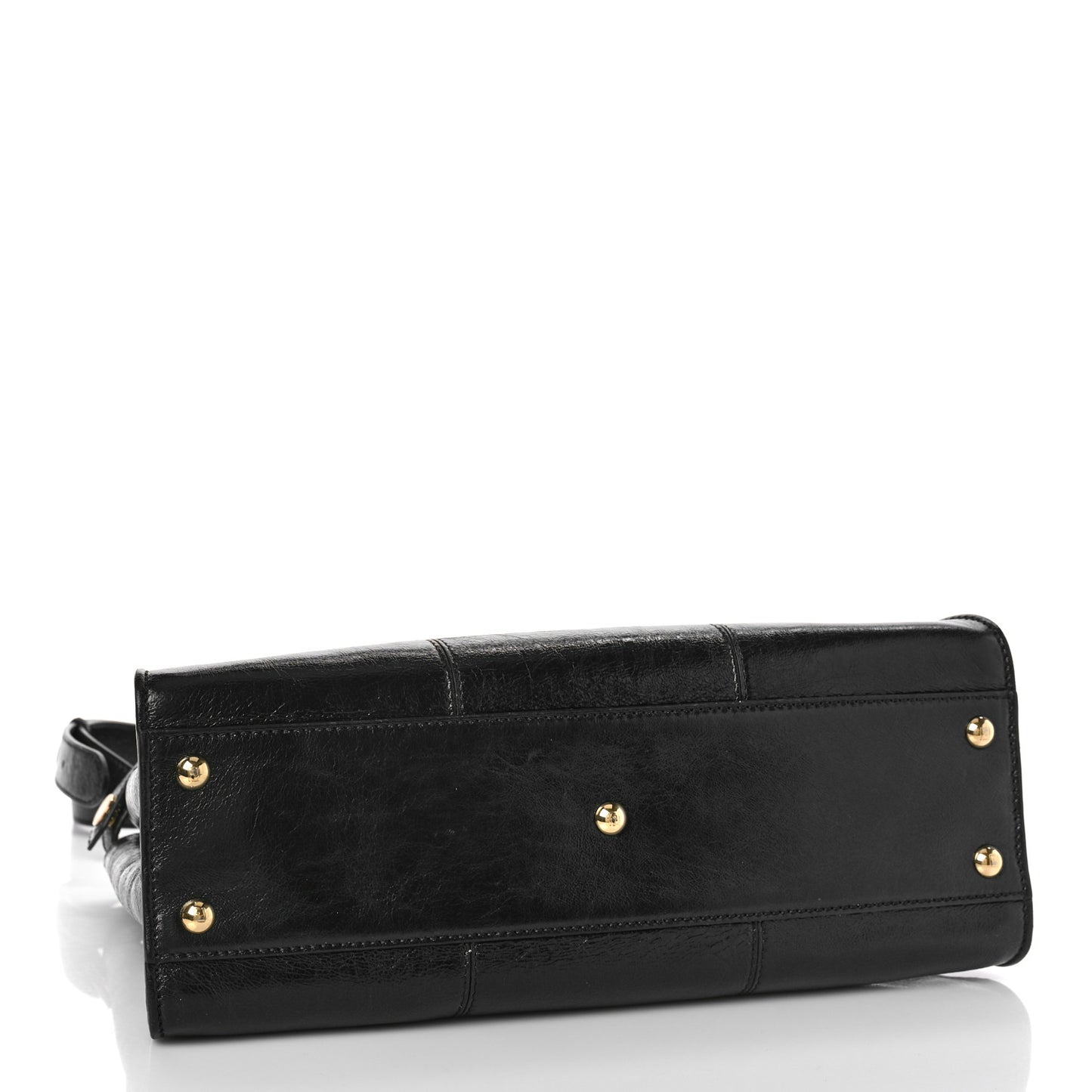 Agnello Old Shine Medium Peekaboo Iconic Satchel Black
