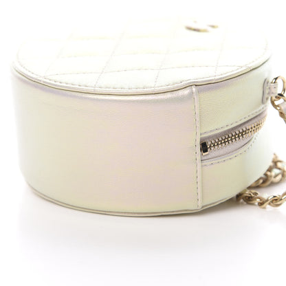 Chanel Iridescent Lambskin Quilted Round Clutch With Chain Ivory 10 of 11