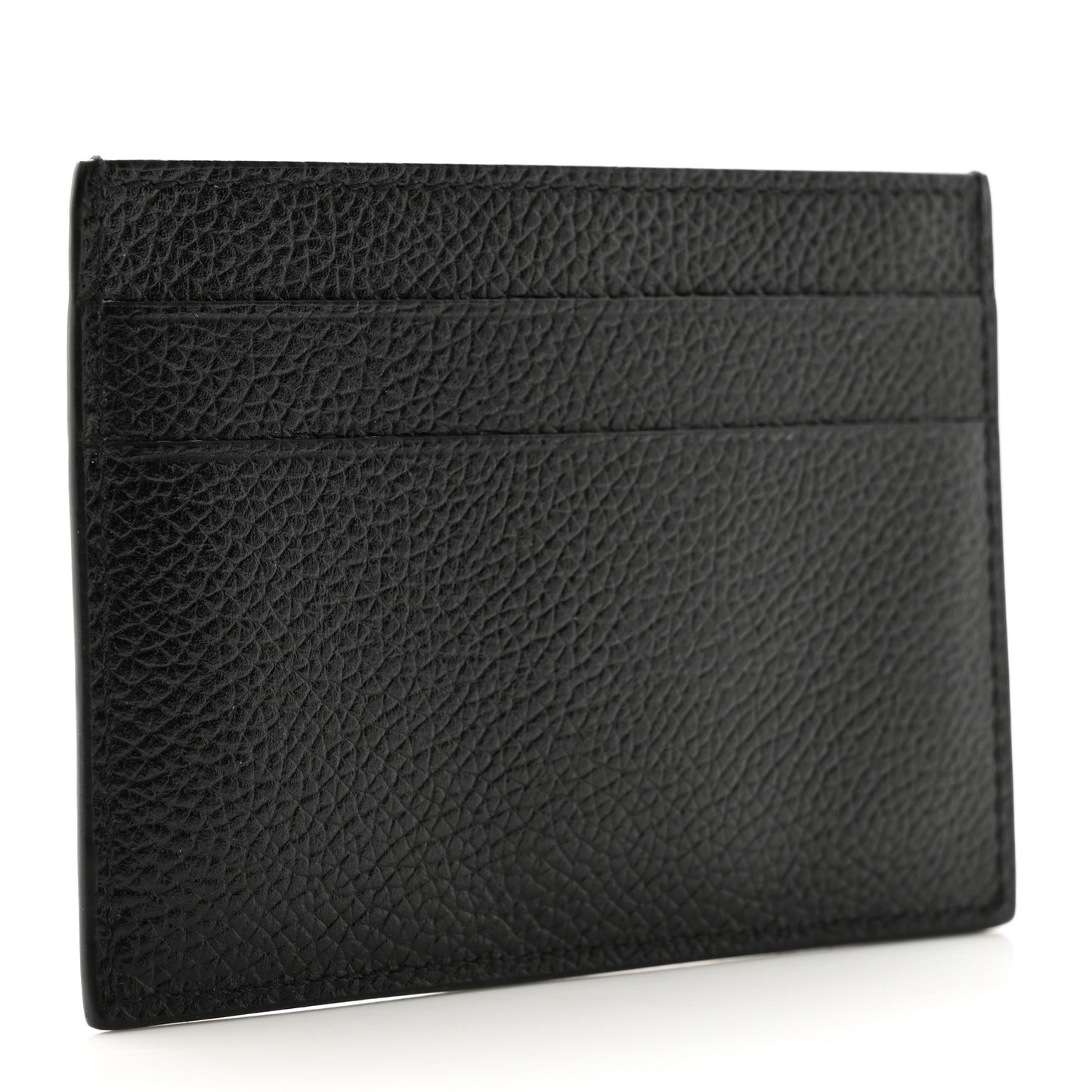Grained Calfskin Logo Cash Card Holder Black Green