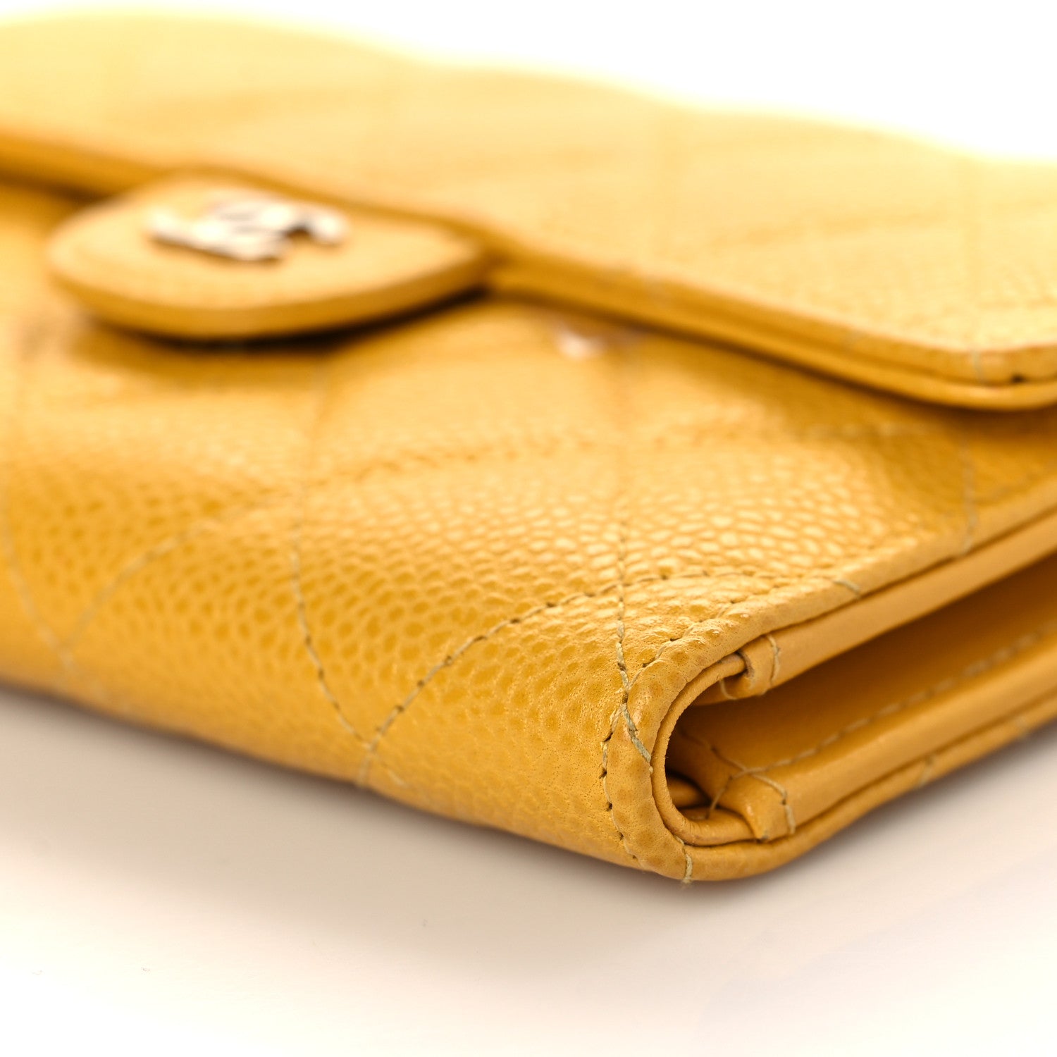 Chanel Caviar Quilted Medium Flap Wallet Yellow 10 of 11