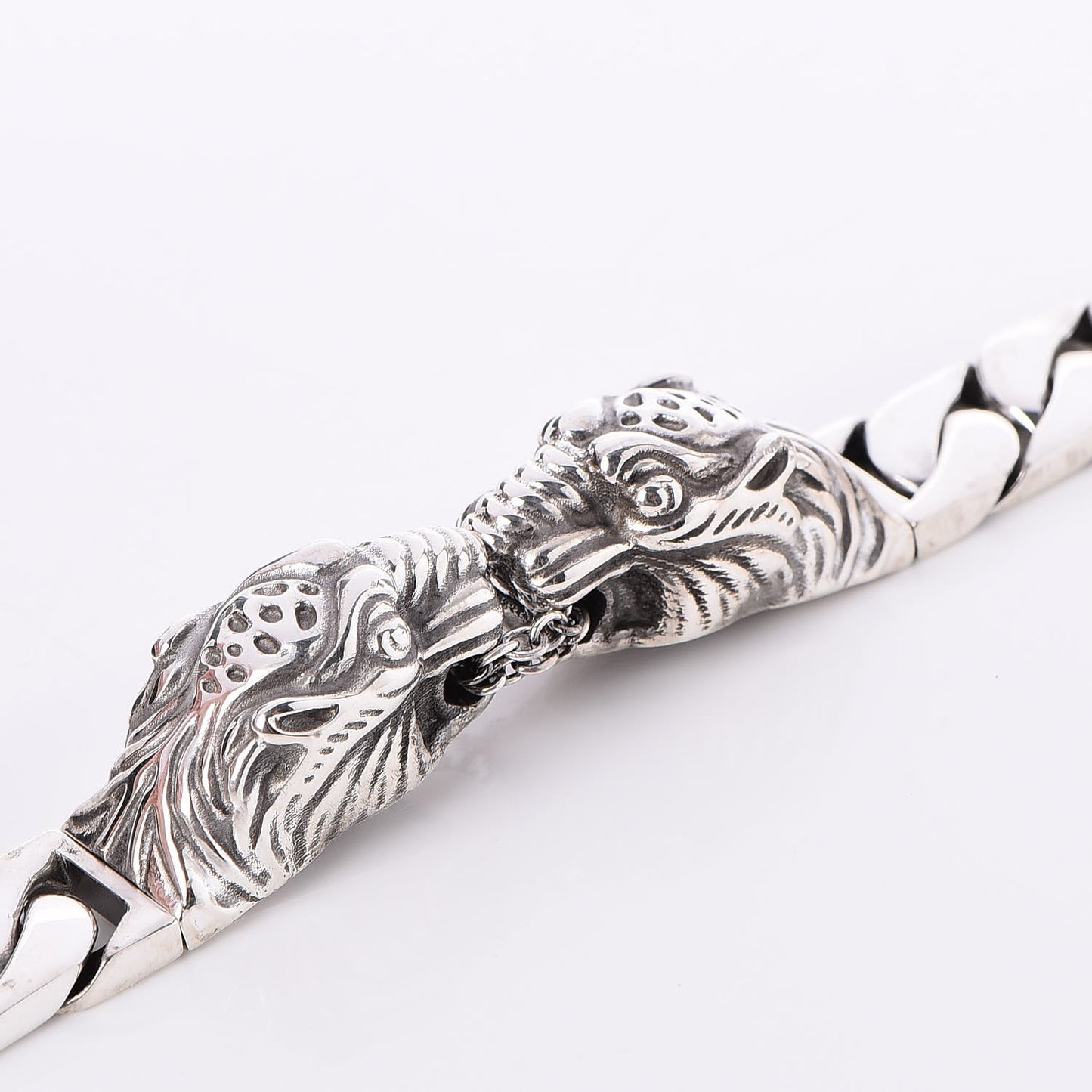 Sterling Silver Tiger Head Bracelet
