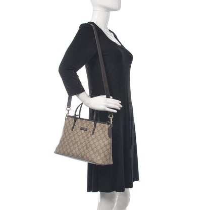 Gucci GG Supreme Monogram Small Zippered Tote Dark Brown 2 of 15