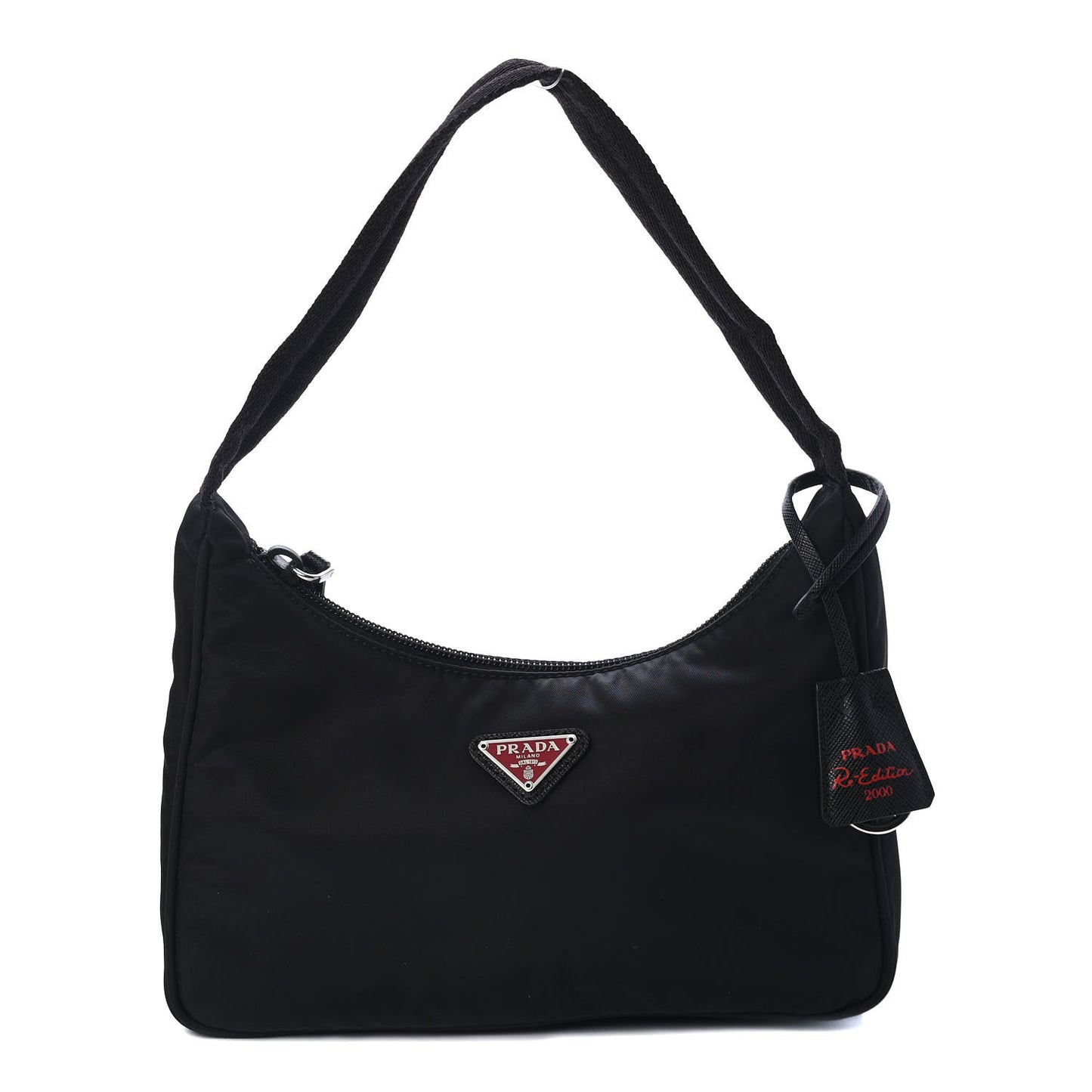 Tessuto Nylon Saffiano Lunar New Year Mini Re-Edition 2000 Bag Black Fuoco