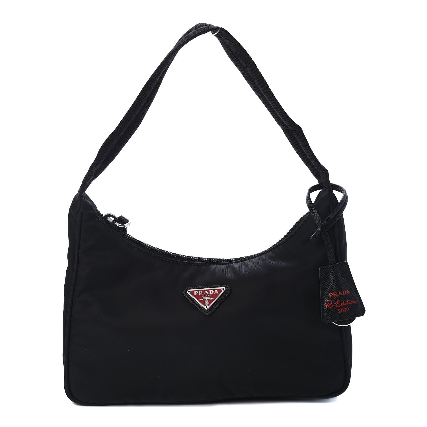 Prada Tessuto Nylon Saffiano Lunar New Year Mini Re-Edition 2000 Bag Black Fuoco 1 of 4