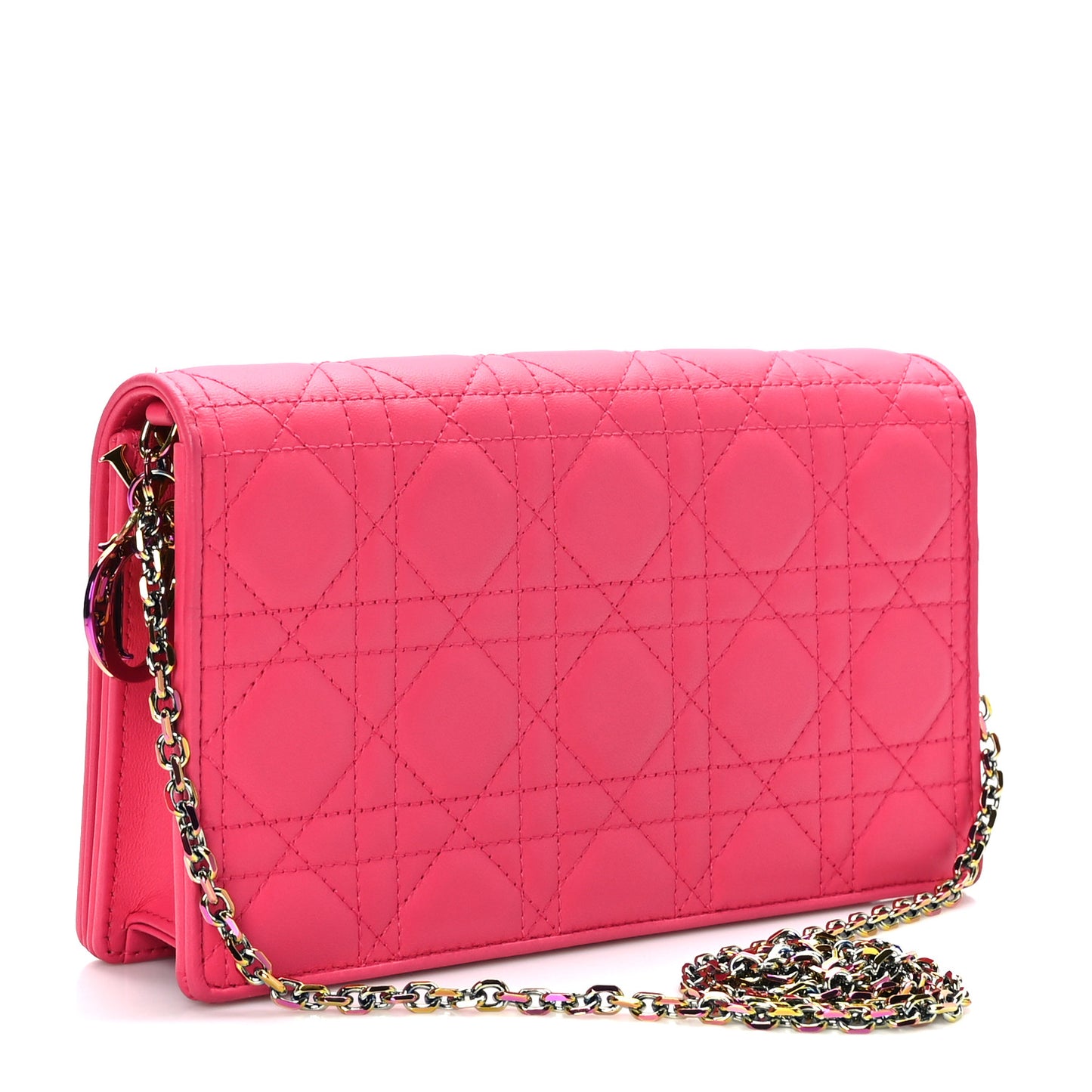Lambskin Cannage Lady Dior Pouch Pink