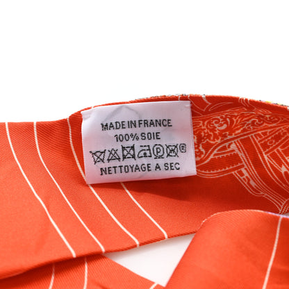 Hermes Silk Brides De Gala En Fleurs Twilly Vanille Orange Kaki 3 of 5