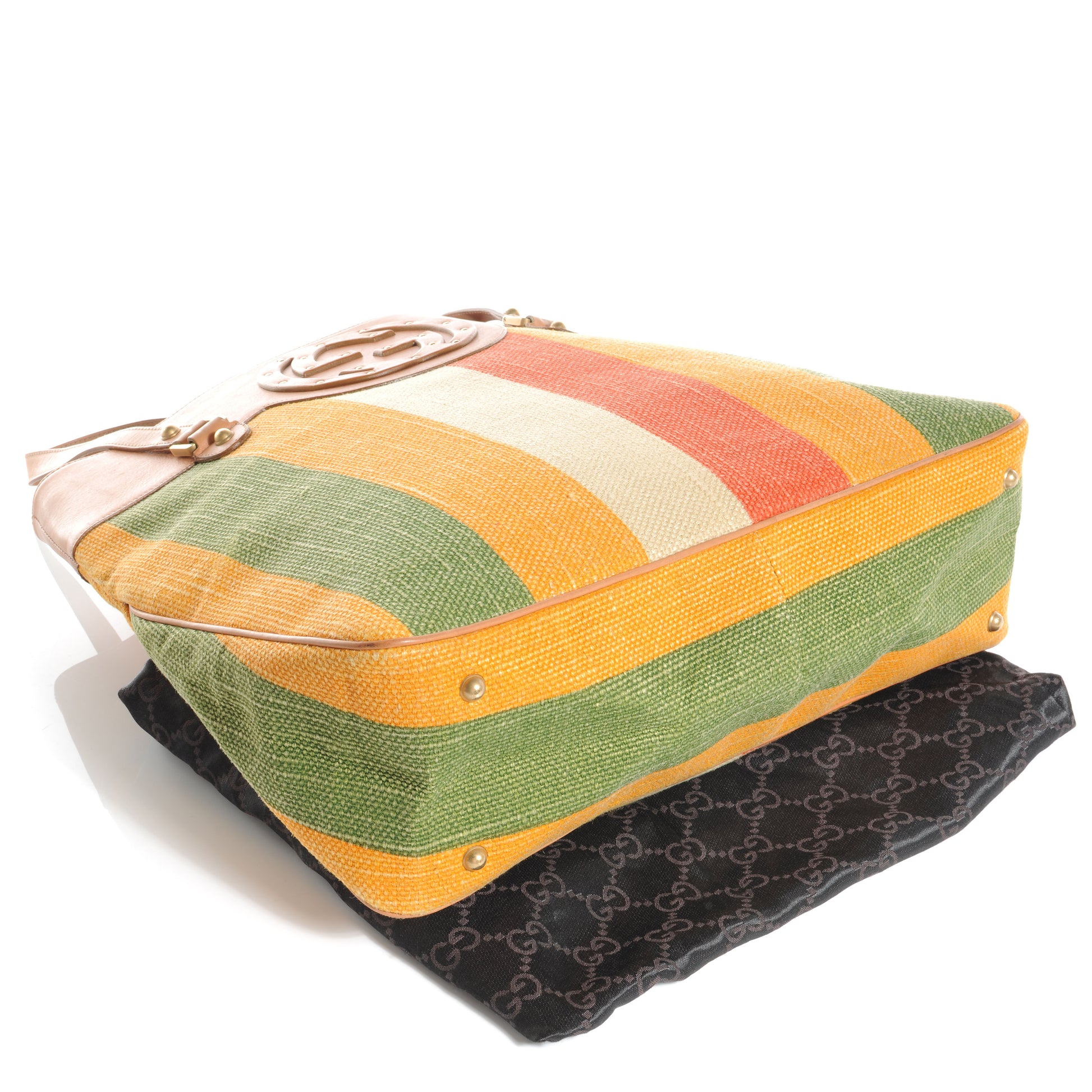 Gucci Canvas Striped Studded Blondie Tote Multicolor 4 of 7