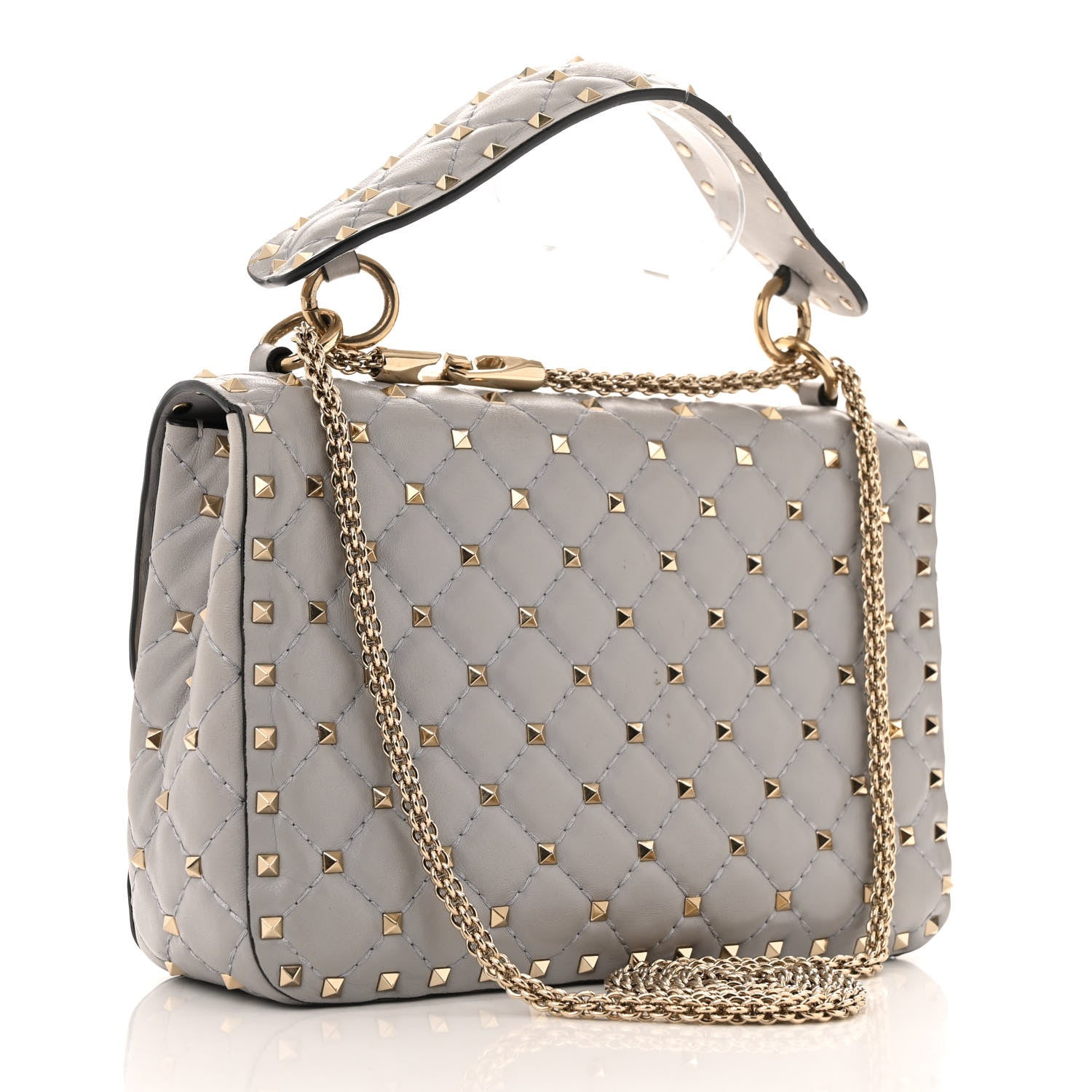 Valentino Garavani Nappa Medium Rockstud Spike Shoulder Bag Pastel Grey 3 of 13