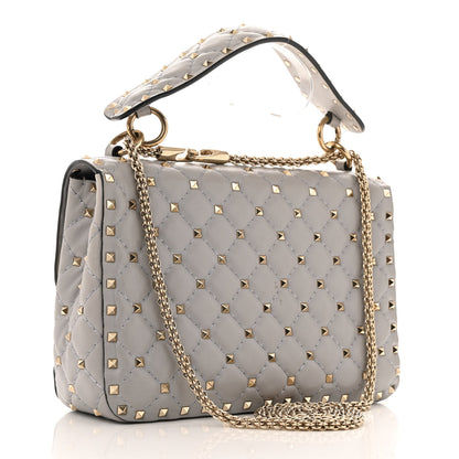 Valentino Garavani Nappa Medium Rockstud Spike Shoulder Bag Pastel Grey 3 of 13