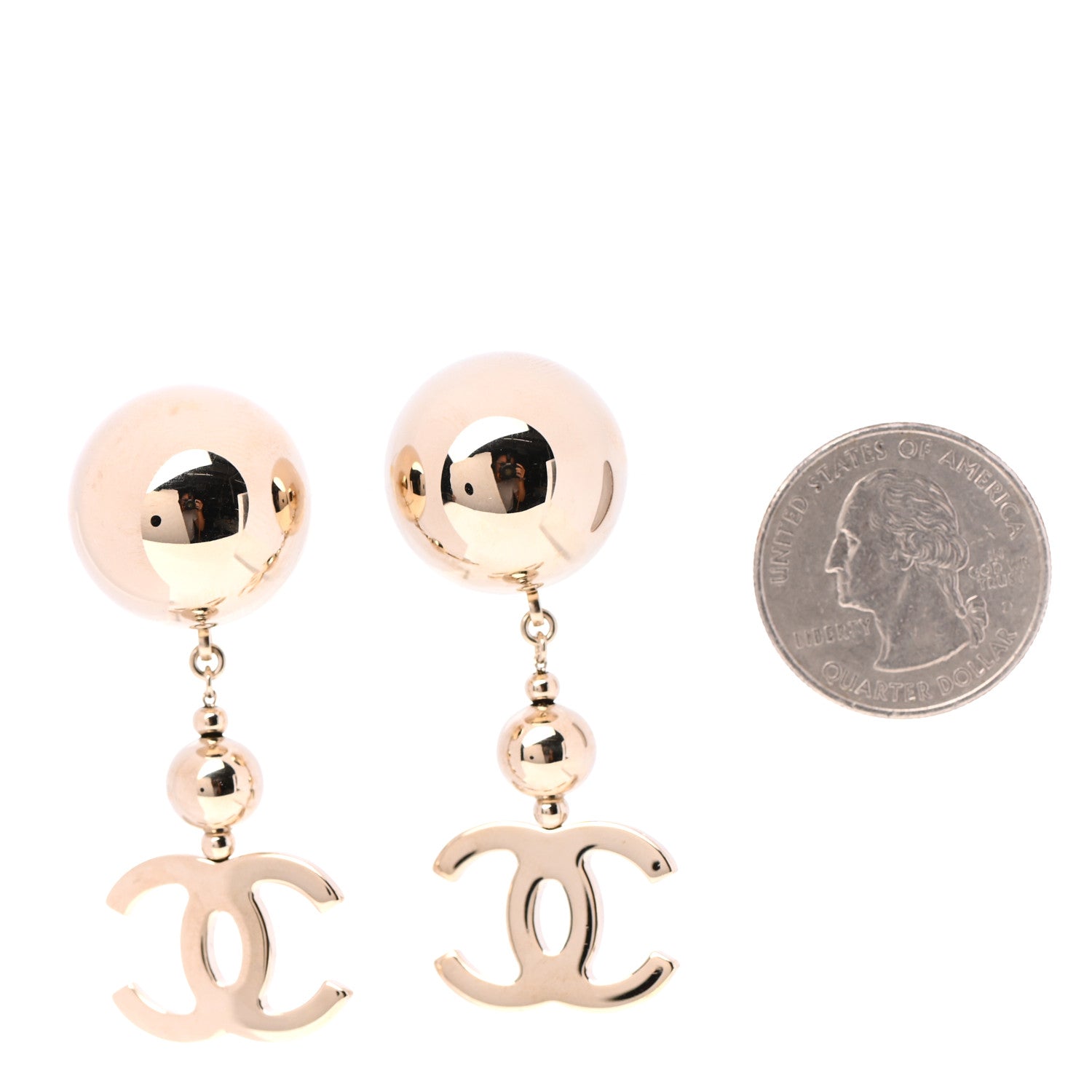 Chanel Metal CC Drop Earrings Gold 2 of 5