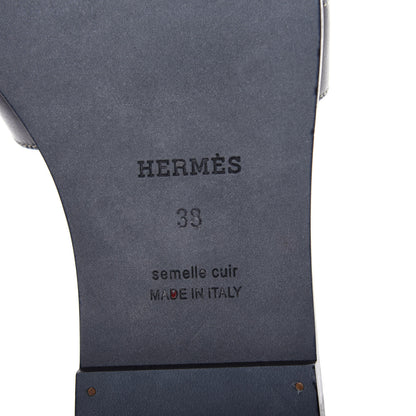 Hermes Box Calfskin Oran Sandals 38 Black 9 of 11