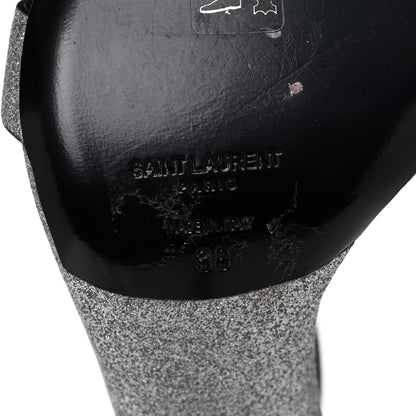 Saint Laurent Glitter Amber 105 Ankle Strap Sandals 38 Silver 6 of 9