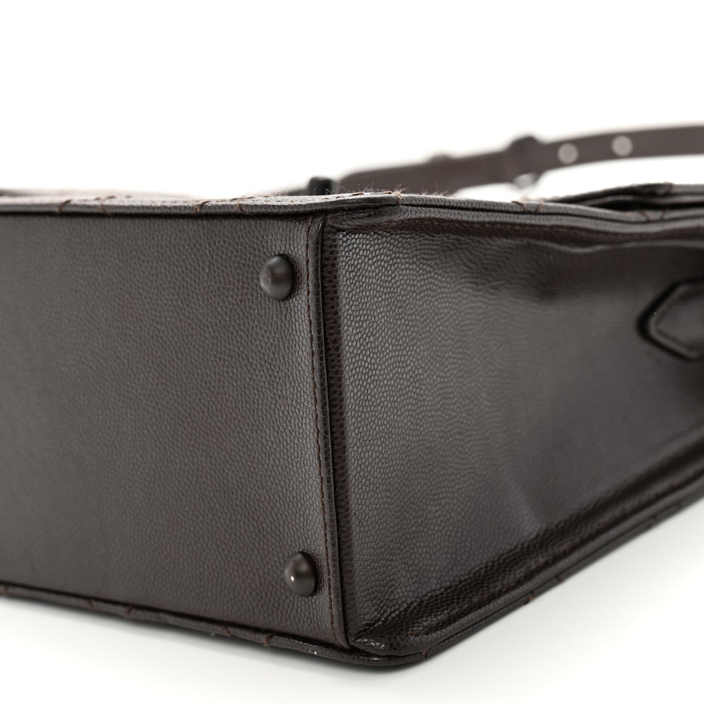 Caviar Diamond Stitched Flap Shoulder Bag Dark Brown