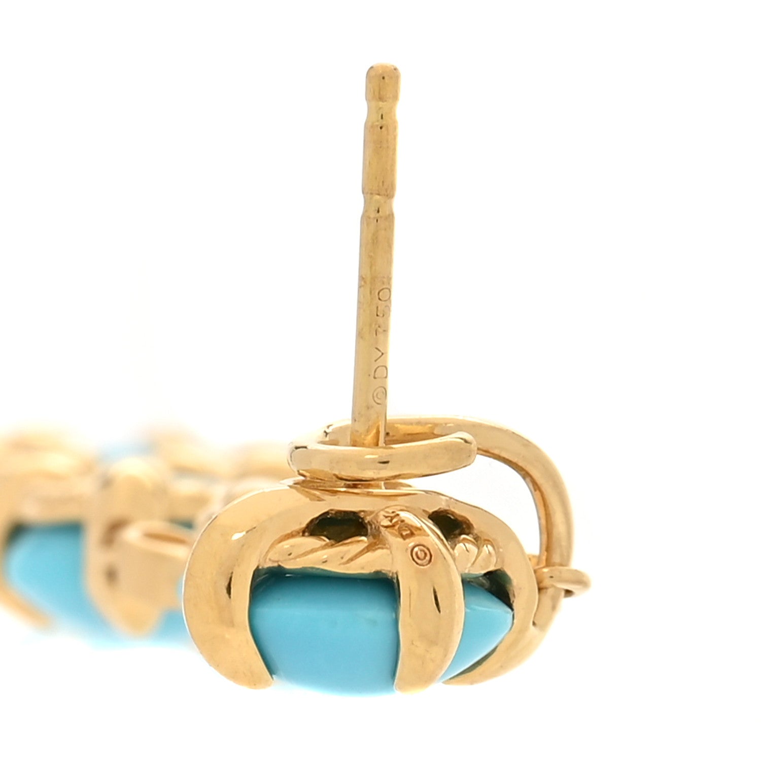 David Yurman 18K Yellow Gold Diamond Turquoise Chatelaine Drop Earrings 4 of 5