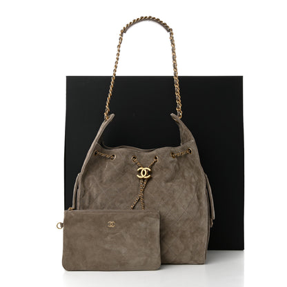 Chanel Suede Quilted Medium Chanel 25 Handbag Dark Grey 12 of 12