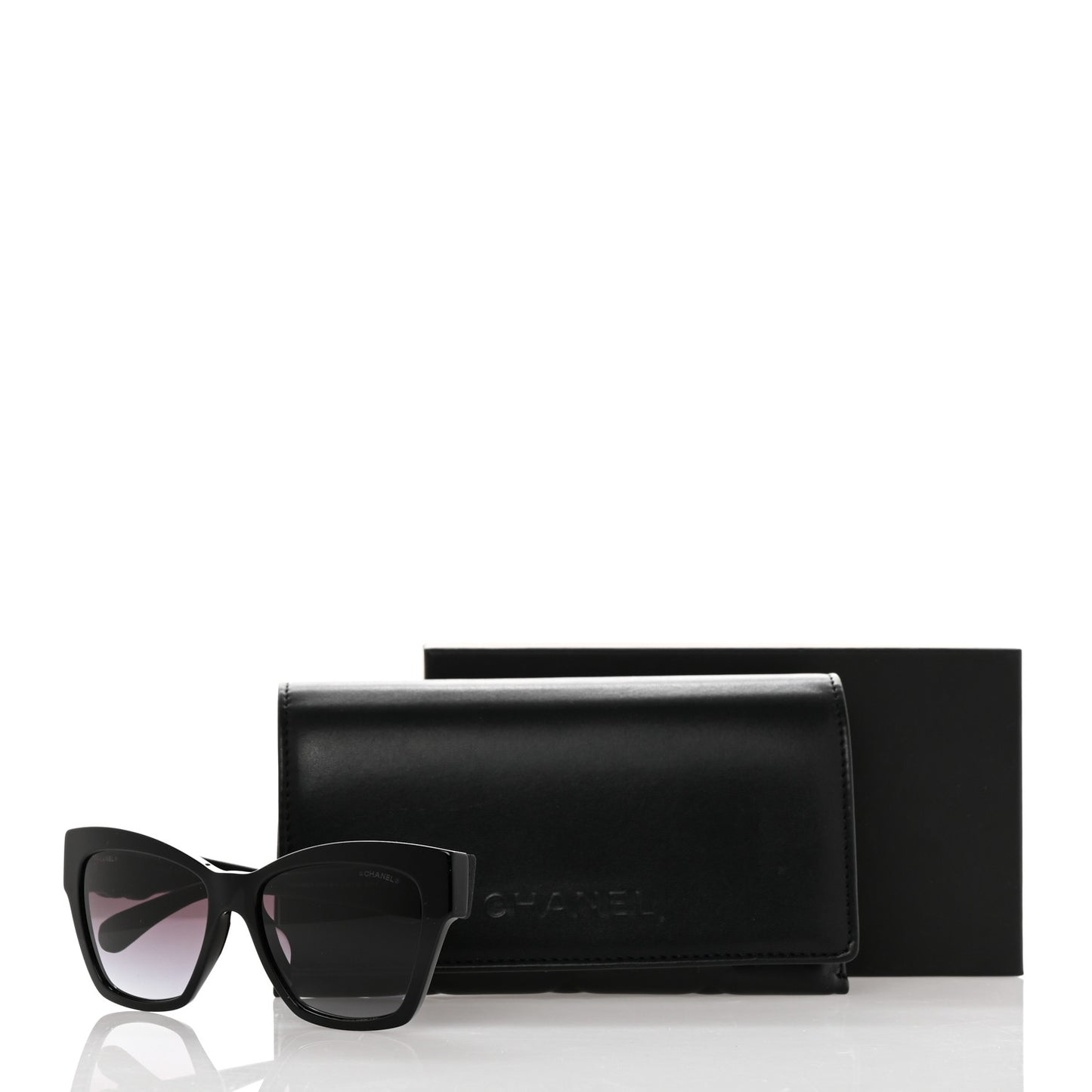 Acetate Square Cat Eye CC Sunglasses 5456-Q-A Black
