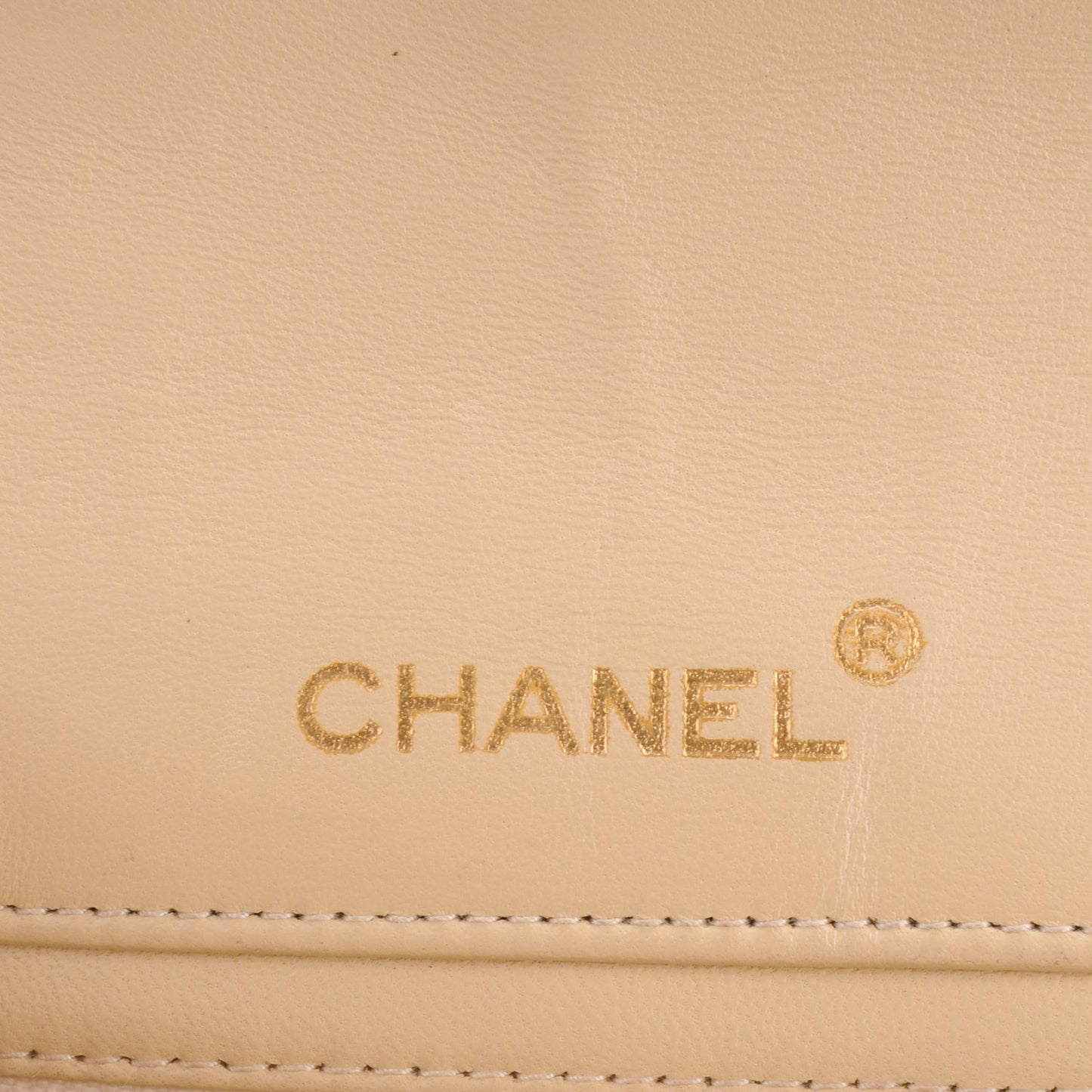 Lambskin Quilted Small Single Flap Beige