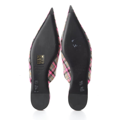 Balenciaga Wool Check Pointed Toe Flat Mules 35 Grey Pink 5 of 10