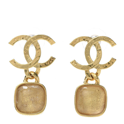 Chanel Metal Natural Stones CC Drop Earrings Gold 1 of 4