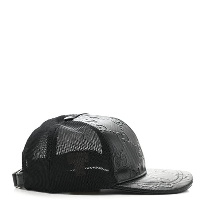 Gucci Calfskin Mesh GG Tennis Embossed Gary Baseball Hat M Black 6 of 10