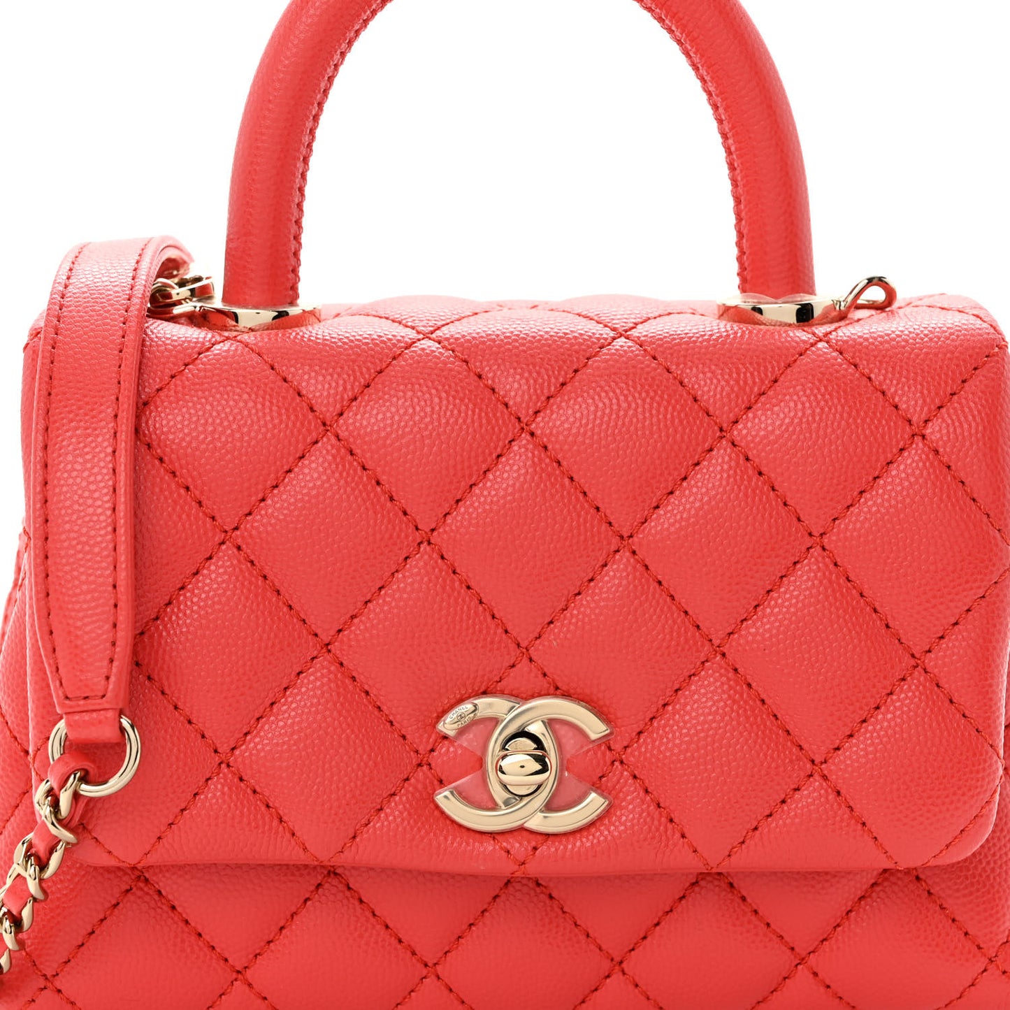 Caviar Quilted Lizard Embossed Extra Mini Coco Handle Flap Red