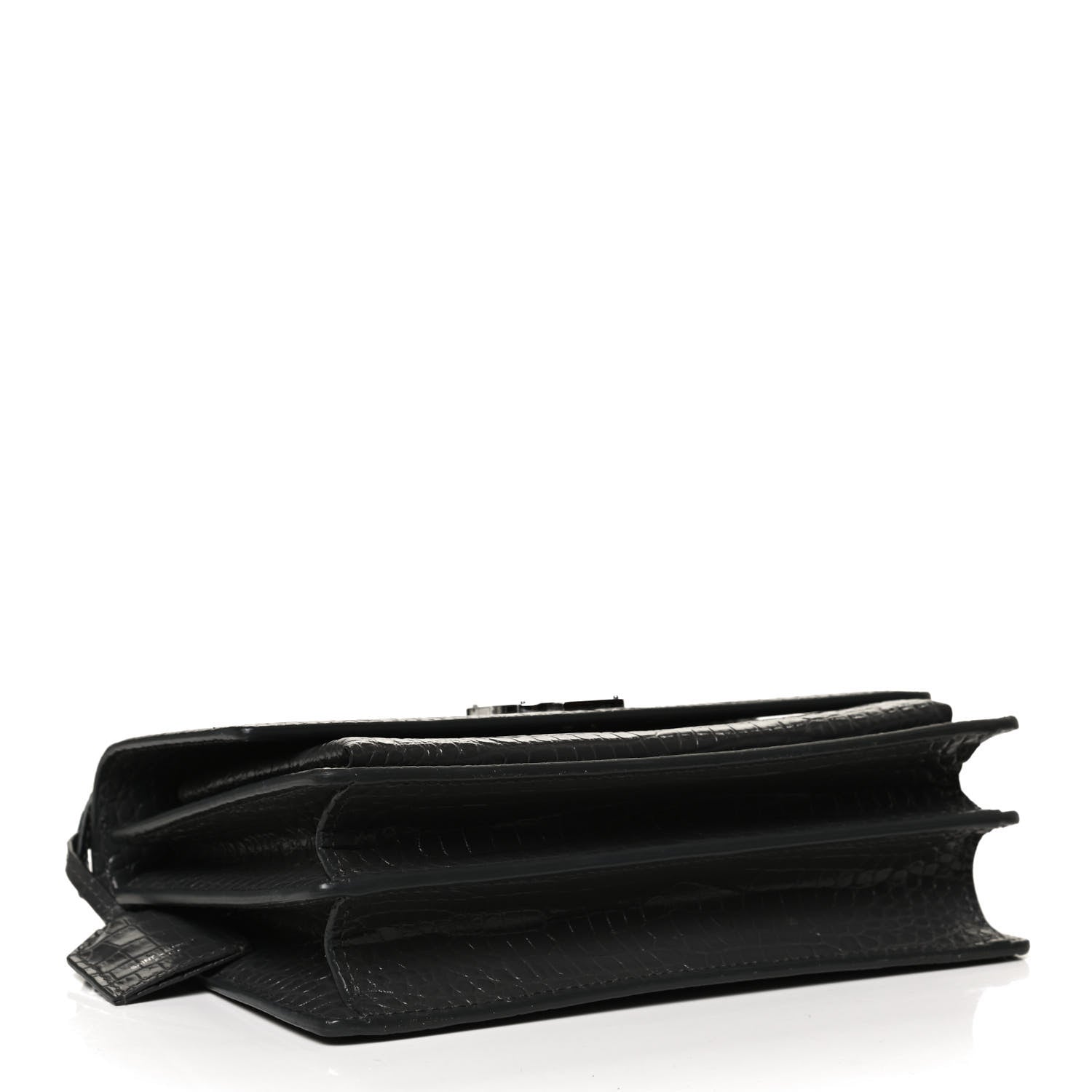 Saint Laurent Calfskin Crocodile Embossed Medium Monogram Sunset Graphite 4 of 12
