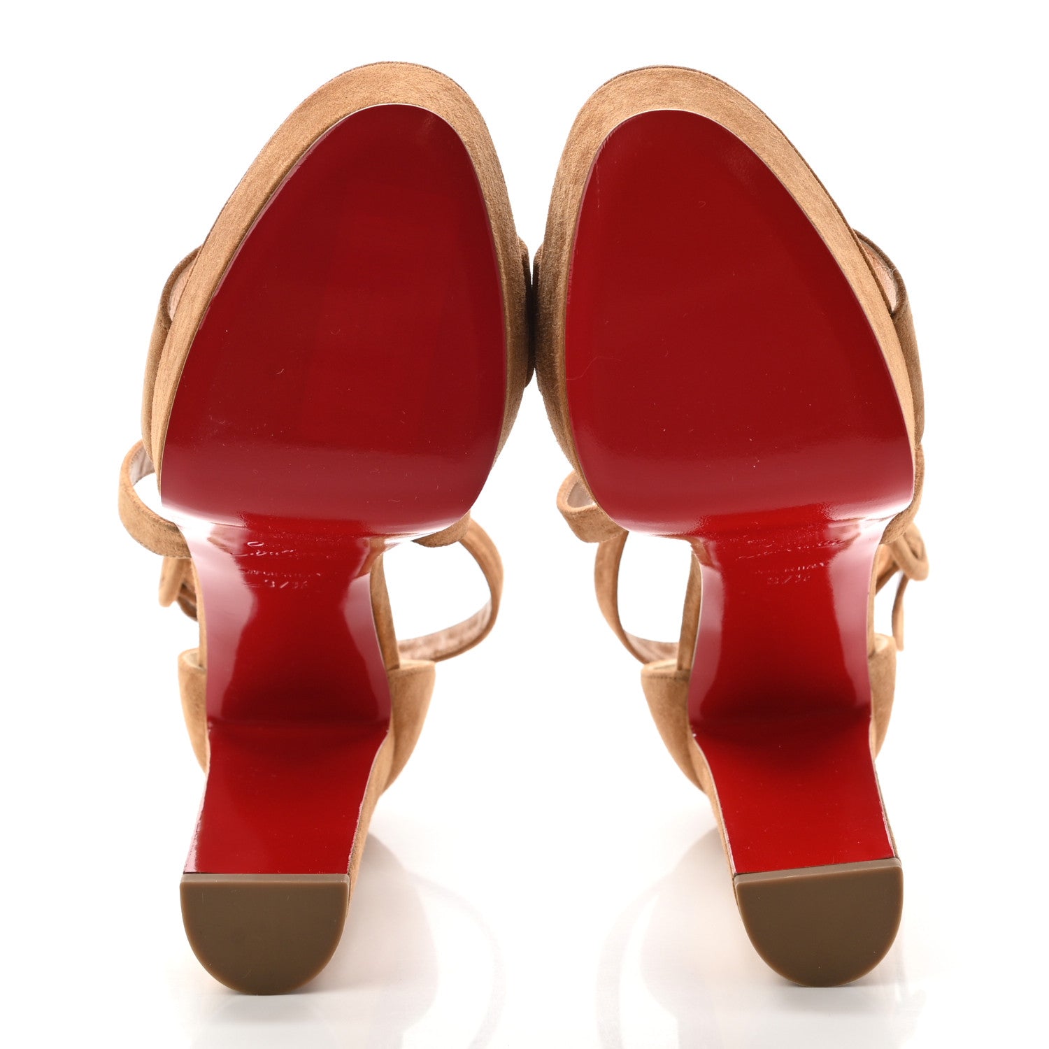 Christian Louboutin Veau Velours Loubi Bee Alta 130 Sandals 37.5 Cafe Creme 6 of 9