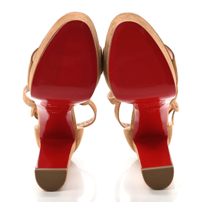 Christian Louboutin Veau Velours Loubi Bee Alta 130 Sandals 37.5 Cafe Creme 6 of 9